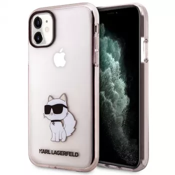Husă rigidă Ikonik Choupette Karl Lagerfeld roz pentru iPhone 11 / XR 6,1 inch