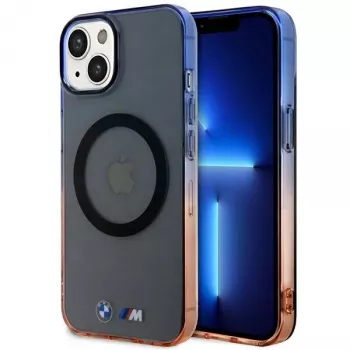 Husă rigidă BMW pentru iPhone 13/14/15 gri Gradient Bumper MagSafe