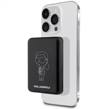 Power bank wireless MagSafe Ikonik Karl Lagerfeld 3000mAh negru