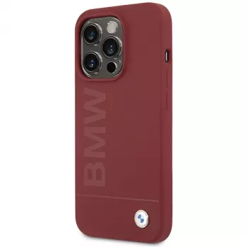 Husă rigidă din silicon BMW M Collection cu MagSafe pentru Apple iPhone 15 Pro 6,1 inch, roșie, Big Logo