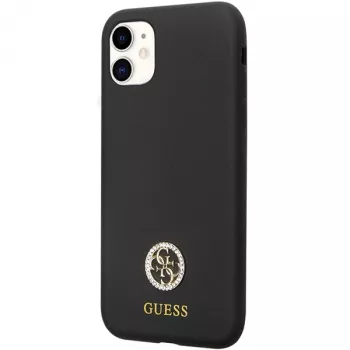 Husă rigidă din silicon Guess GUHCN614DGPK Logo Strass 4G pentru Apple iPhone 11 / Xr 6,1 inch, neagră