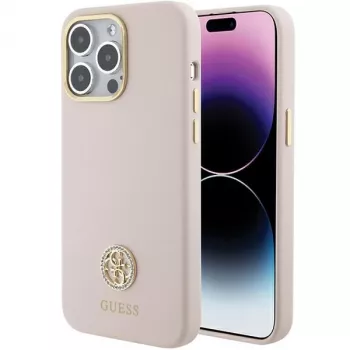 Guess GUHCP15XM4DGPP iPhone 15 Pro Max 6,7 inch Roz Hardcase Silicon cu Logo Strass 4G
