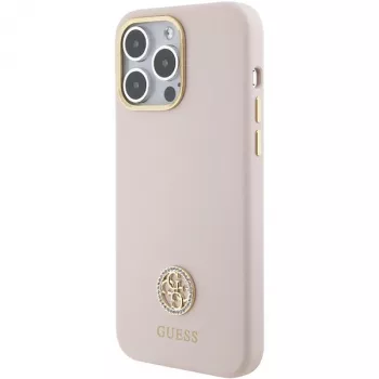 Guess GUHCP15XM4DGPP iPhone 15 Pro Max 6,7 inch Roz Hardcase Silicon cu Logo Strass 4G