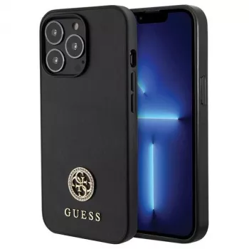 Guess GUHCP13LPS4DGPK Hardcase for Apple iPhone 13 Pro 6.1 inch Black Strass Metal Logo