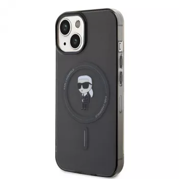 Husă rigidă Karl Lagerfeld Ikonik MagSafe pentru iPhone 13/14/15 6,1 inch neagră