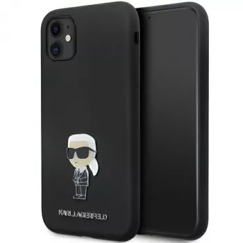 Husă din silicon Karl Lagerfeld Ikonik Metal Pin pentru Apple iPhone 11 / iPhone XR 6,1 inch, neagră