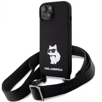 Karl Lagerfeld KLHCP15SSCBSCNK iPhone 15 / 14 / 13 6.1 Hardcase negru Crossbody Silicone Choupette