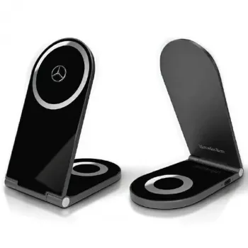 Suport de încărcare wireless pliabil 2 în 1 Mercedes-Benz 15W negru cu stea argintie MagSafe