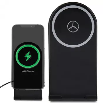 Suport de încărcare wireless pliabil 2 în 1 Mercedes-Benz 15W negru cu stea argintie MagSafe