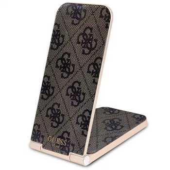 Guess Încărcător wireless pliabil 2-în-1 GUDCFAL4PEGW 15W Maro 4G Pattern MagSafe