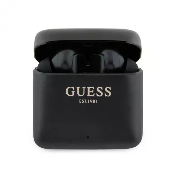 Căști true wireless stereo Bluetooth Guess Printed Logo cu carcasă de încărcare, negre