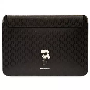 Husă pentru laptop Karl Lagerfeld Sleeve KLCS16SAKHPKK 16 inch, neagră, Saffiano Monogram Ikonik