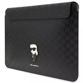 Husă pentru laptop Karl Lagerfeld Sleeve KLCS16SAKHPKK 16 inch, neagră, Saffiano Monogram Ikonik