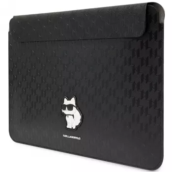 Husă pentru laptop Karl Lagerfeld KLCS16SAKHPCK 16 inch, neagră, Saffiano Monogram Choupette