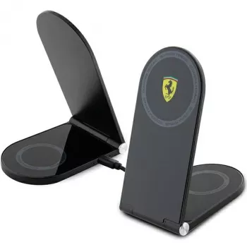 Ferrari Încărcător wireless pliabil 2-în-1 FECBFMALK 15W Negru Printed Logo MagSafe