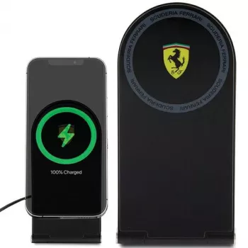 Ferrari Încărcător wireless pliabil 2-în-1 FECBFMALK 15W Negru Printed Logo MagSafe