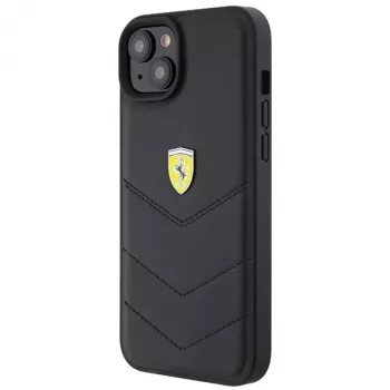 Husă rigidă matlasată cu logo metalic Ferrari FEHCP15MRDUK pentru iPhone 15 Plus / 14 Plus 6,7