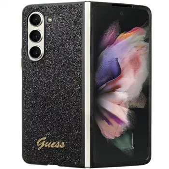 Guess Glitter Script F946 Hard Case for Samsung Galaxy Z Fold5, Black