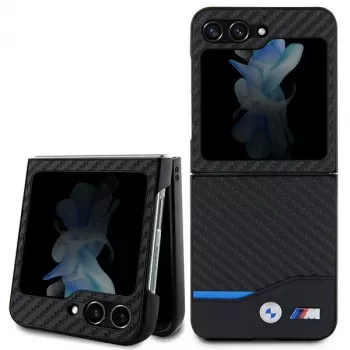 BMW M Collection Capac spate din piele Carbon pentru Samsung Galaxy Z Flip5 - Negru