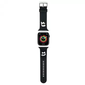 Curea Apple Watch Karl Lagerfeld 3D Rubber Karl & Choupette Heads NFT 38/40/41mm, neagră