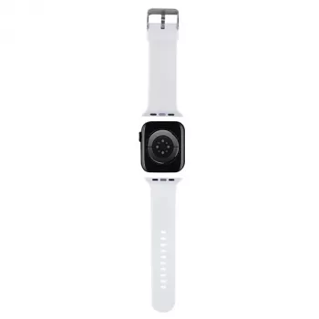 Curea Apple Watch Karl Lagerfeld KLAWMSLKCNH 38/40/41mm, albă, 3D Rubber Karl & Choupette Heads