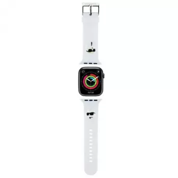 Curea Apple Watch Karl Lagerfeld 3D Rubber Karl & Choupette Heads NFT 42/44/45/49mm, albă