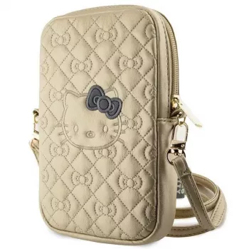 Hello Kitty Quilted Bows Strap Geantă de telefon crossbody Auriu