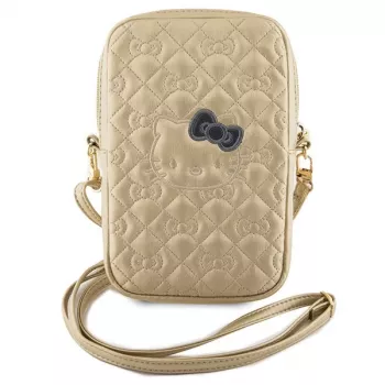 Hello Kitty Quilted Bows Strap Geantă de telefon crossbody Auriu