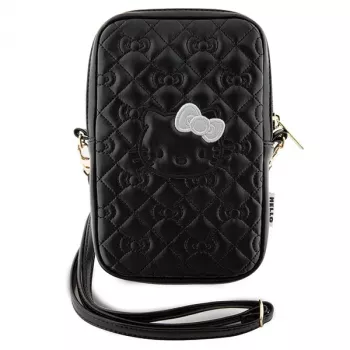 Hello Kitty Quilted Bows Strap - Crossbody Phone Bag (Black)