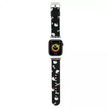Hello Kitty HKAWMPSAPSK Curea Apple Watch 38/40/41mm Negru Silicon Heads & Bows Pattern
