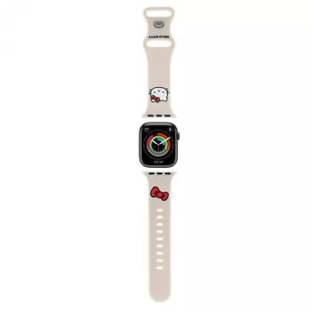 Hello Kitty HKAWMSCHBLE Curea din silicon pentru Apple Watch 38/40/41mm - Bej