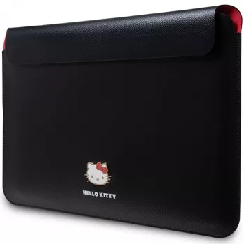 Husă Hello Kitty HKCS14PGHDLMK 14 inch neagră din PU cu logo metalic