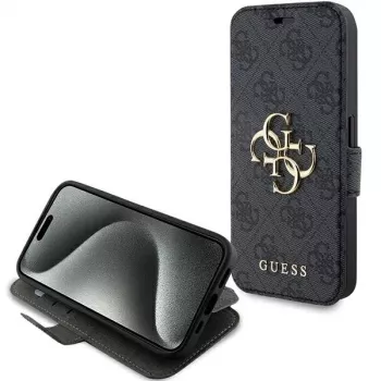 Guess GUBKP15L4GMGGR iPhone 15 Pro 6.1 inch Grey Book Case 4G Metal Logo