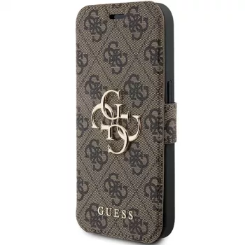 Guess GUBKP15L4GMGBR iPhone 15 Pro 6.1 inch Folio Case Brown 4G Metal Logo