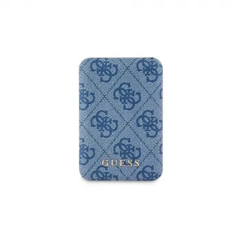 Baterie externă wireless Guess 5000mAh albastră 4G din piele cu logo metalic MagSafe 15W