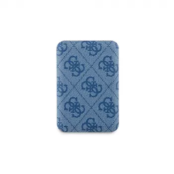 Baterie externă wireless Guess 5000mAh albastră 4G din piele cu logo metalic MagSafe 15W