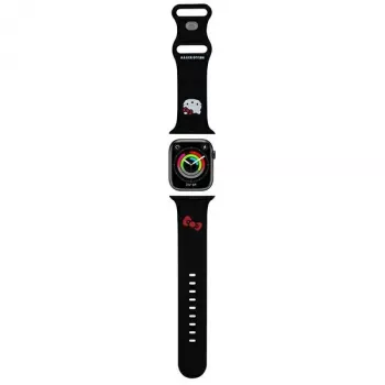 Curea din silicon Hello Kitty HKAWLSCHBLK pentru Apple Watch 42/44/45/49mm neagră