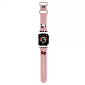 Curea din silicon Hello Kitty HKAWLSCHBLP pentru Apple Watch 42/44/45/49mm roz