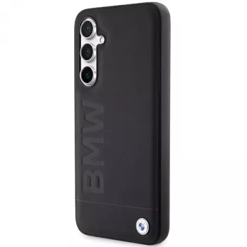Husă din piele BMW S23 FE S711 neagră cu ștanțare la cald pentru Samsung Galaxy S23 FE