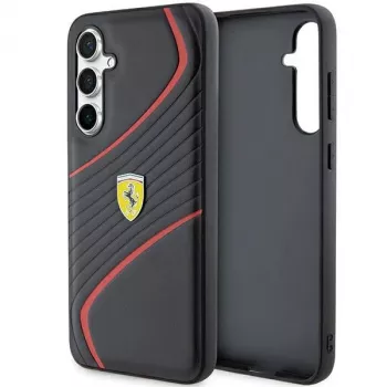 Husă rigidă Ferrari FEHCS23FEPTWK pentru S23 FE S711 Twist cu logo metalic neagră