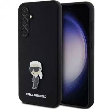 Husă de protecție Karl Lagerfeld KLHCS23FEMHKNPK pentru S23 FE S711 neagră din silicon Ikonik cu pin metalic