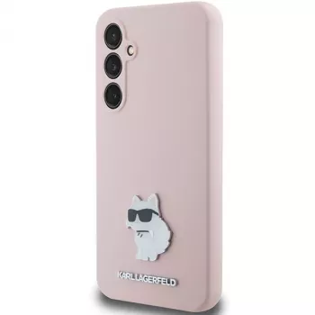 Husă Karl Lagerfeld KLHCS23FESMHCNPP pentru S23 FE S711 roz din silicon Choupette cu pin metalic pentru Samsung Galaxy S23 FE
