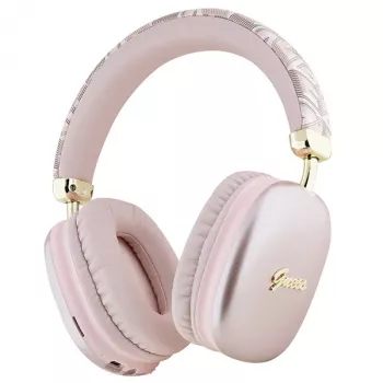 Căști on-ear Bluetooth Guess Gcube Metallic Script Logo roz