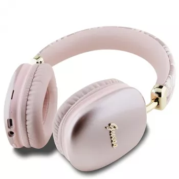 Căști on-ear Bluetooth Guess Gcube Metallic Script Logo roz