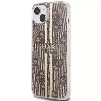 Husă rigidă Guess GUHCP15MH4PSEGW pentru iPhone 15 Plus / 14 Plus 6,7 inch, IML, dungi aurii 4G, maro