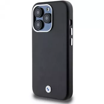 Husă BMW Signature Wrapped Metal MagSafe pentru iPhone 14 Pro 6,1 inch neagră