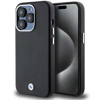 Husă MagSafe din metal îmbrăcată BMW Signature pentru iPhone 14 Pro Max 6,7 inch, neagră