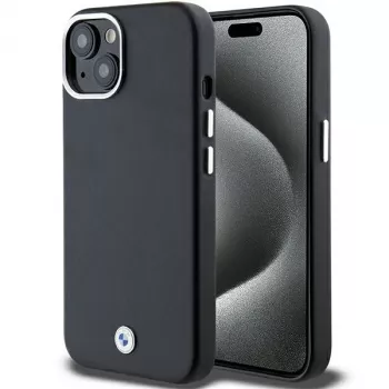 Husă MagSafe din metal îmbrăcată BMW Signature pentru iPhone 15 / 14 / 13 6,1 inch, neagră