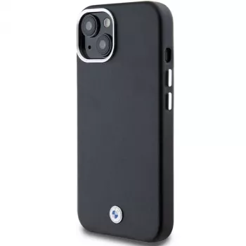 Husă MagSafe din metal îmbrăcată BMW Signature pentru iPhone 15 / 14 / 13 6,1 inch, neagră