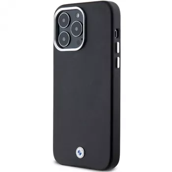 Husă MagSafe din metal îmbrăcată BMW Signature pentru iPhone 15 Pro Max 6,7 inch, neagră